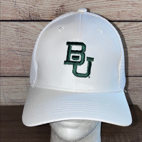 White Cap with Green BU Logo - Picture 1 of 8